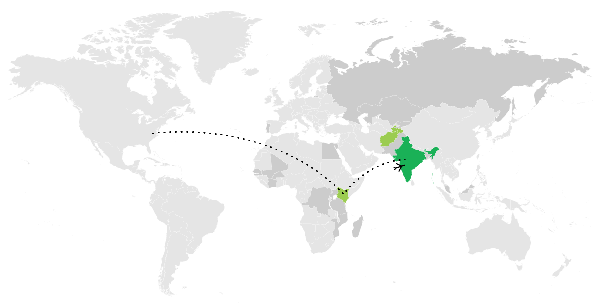 Map with India Highlighted